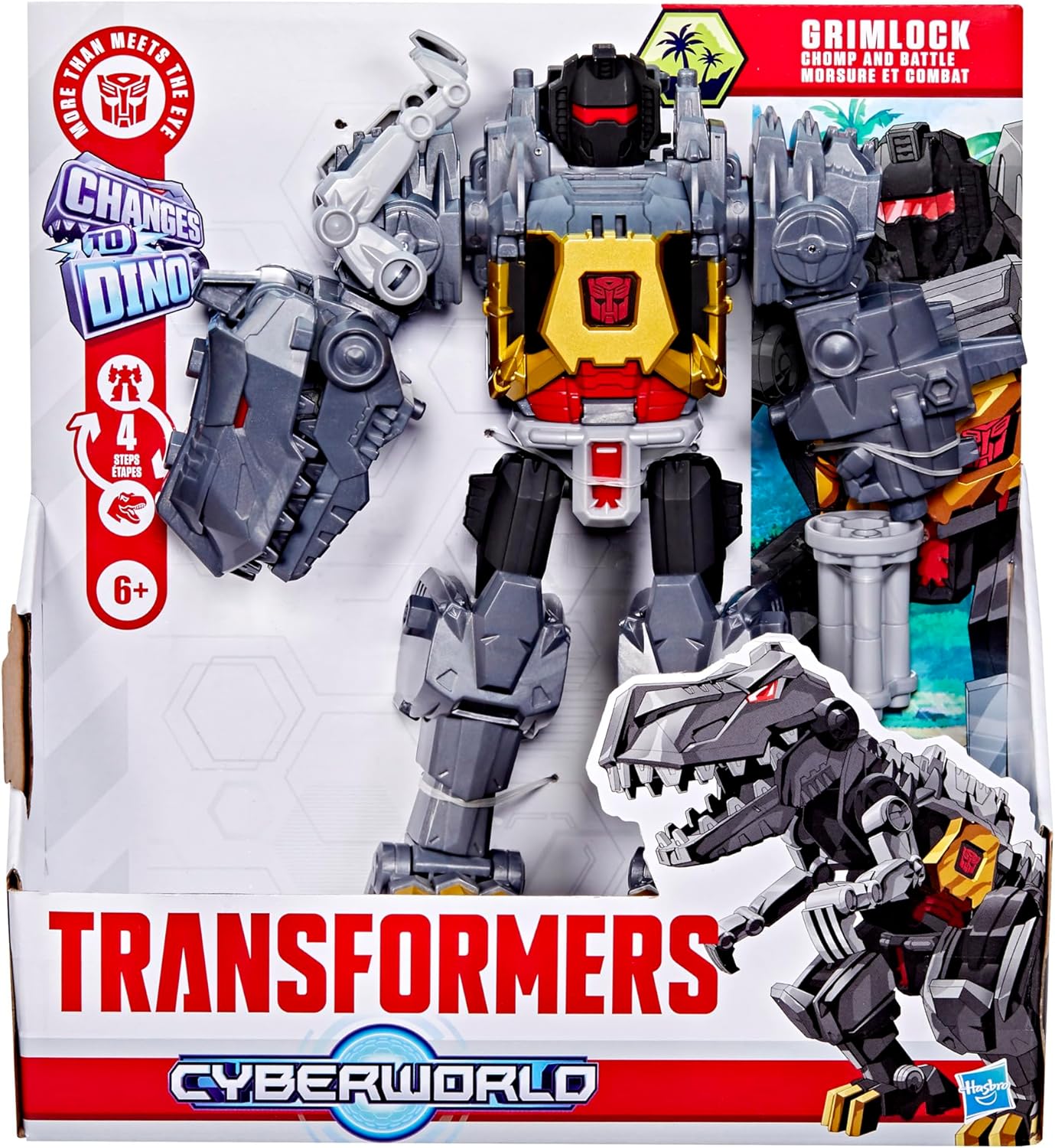 TRANSFORMERS CYBERWORLD - GRIMLOCK CHOMP & STOMP FIGURE 9"