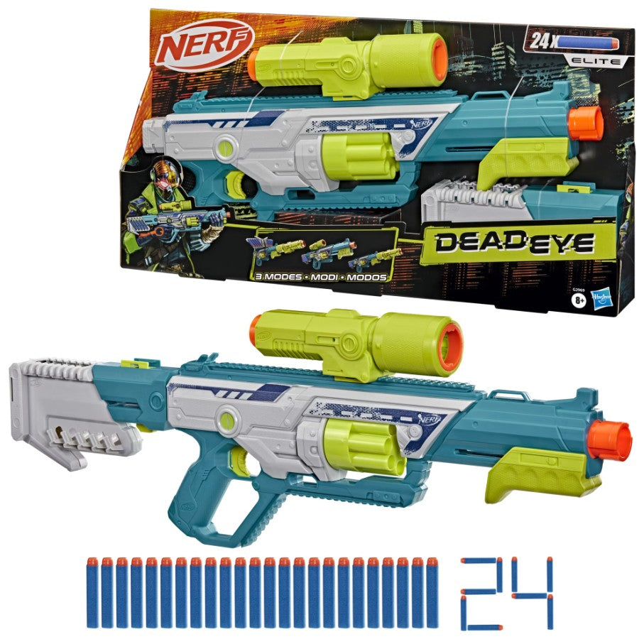 NERF ELITE - REBEL OPS DEADEYE BLASTER AVEC 2 ACCESSOIRES ET 24 FLÉCHETTES