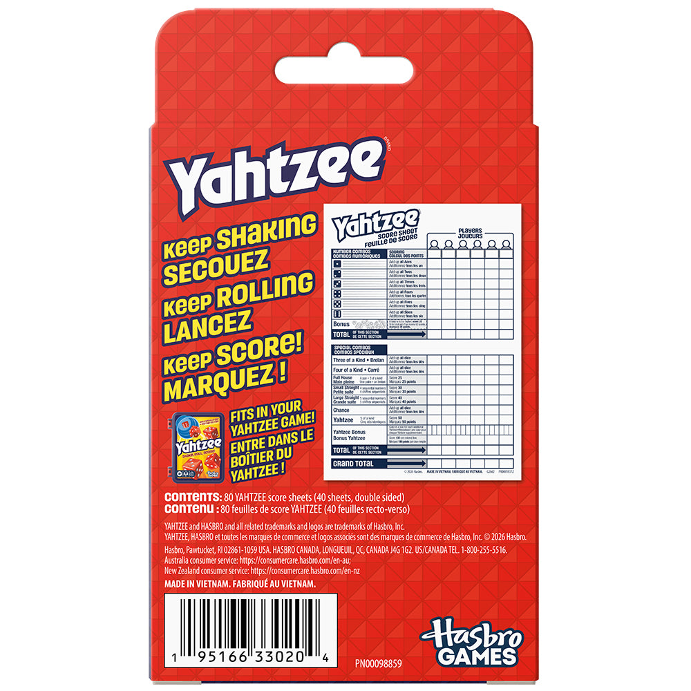 JEU YAHTZEE TABLETTE DE POINT REFRESH - Version multilingue