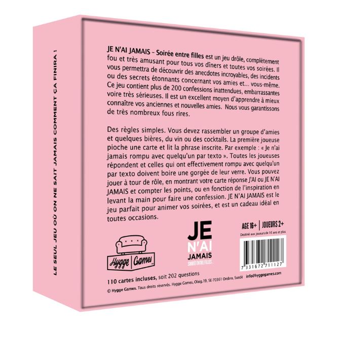 JEU JE N'AI JAMAIS - SOIRÉE ENTRE FILLES