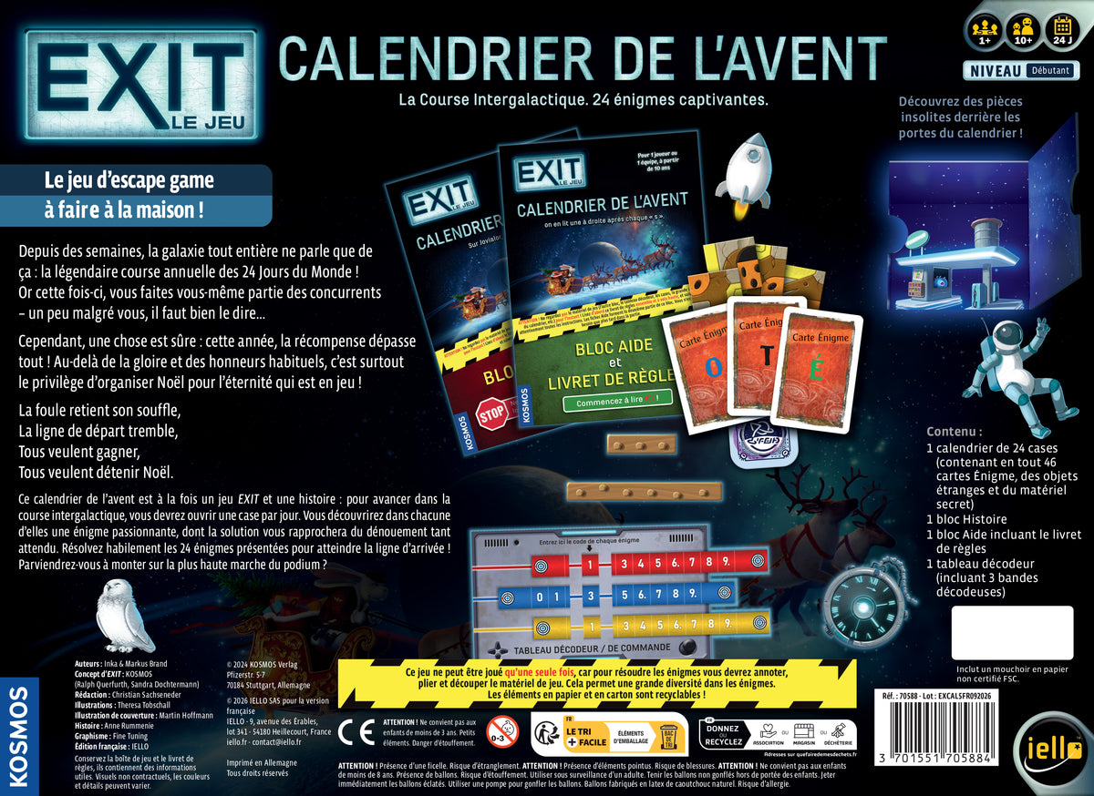 JEU EXIT - CALENDRIER DE L'AVENT - COURSE INTERGALACTIQUE - Version française