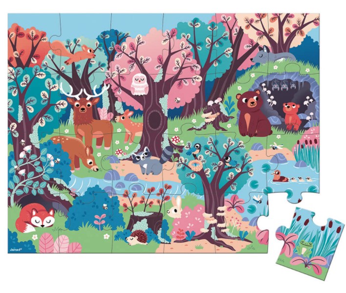 JANOD CASSE-TÊTE MAGIQUE 24 PIÈCES - LA FORÊT + MINI LAMPE