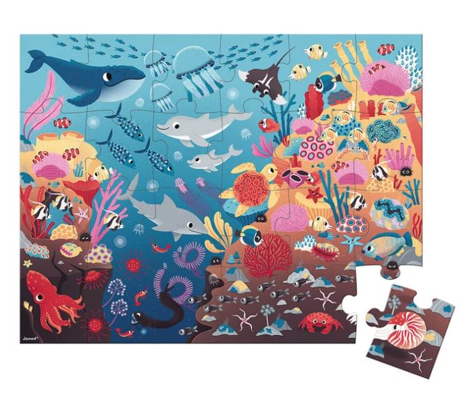 JANOD CASSE-TÊTE MAGIQUE 24 PIÈCES - OCÉAN + MINI LAMPE