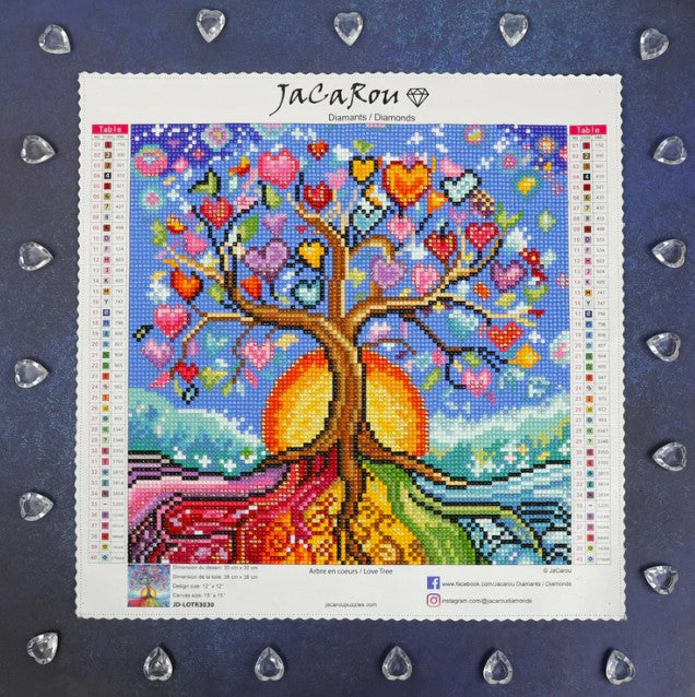 JACAROU - ARBRE EN COEURS 30CM X 30CM - DIAMOND DOTZ