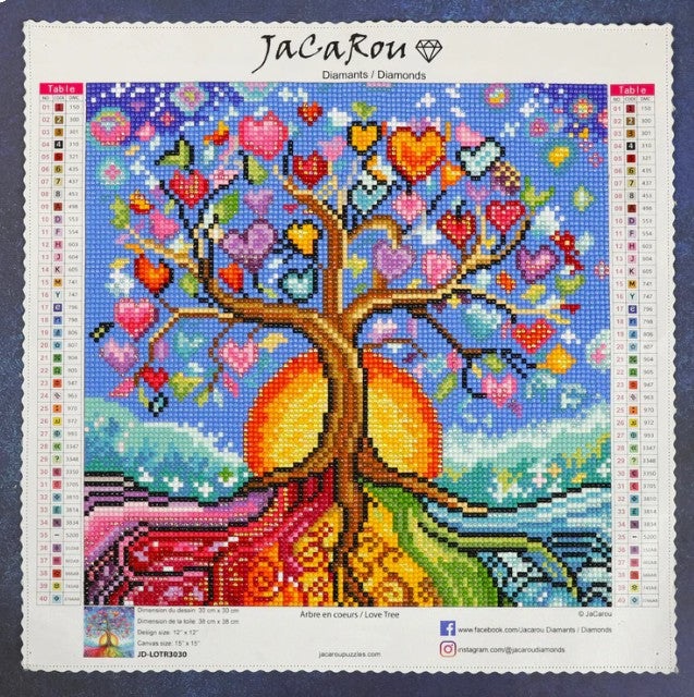 JACAROU - ARBRE EN COEURS 30CM X 30CM - DIAMOND DOTZ