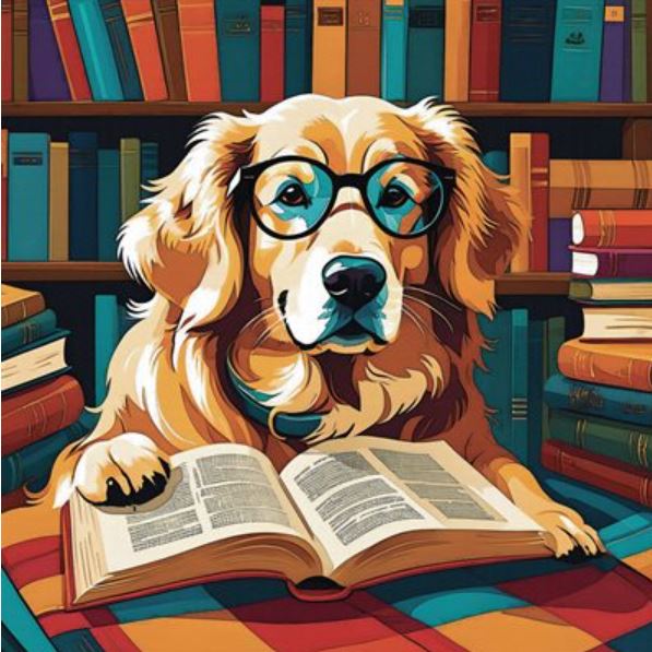 JACAROU - LE CHIEN INTELLECTUEL 40CM X 40CM - DIAMOND DOTZ