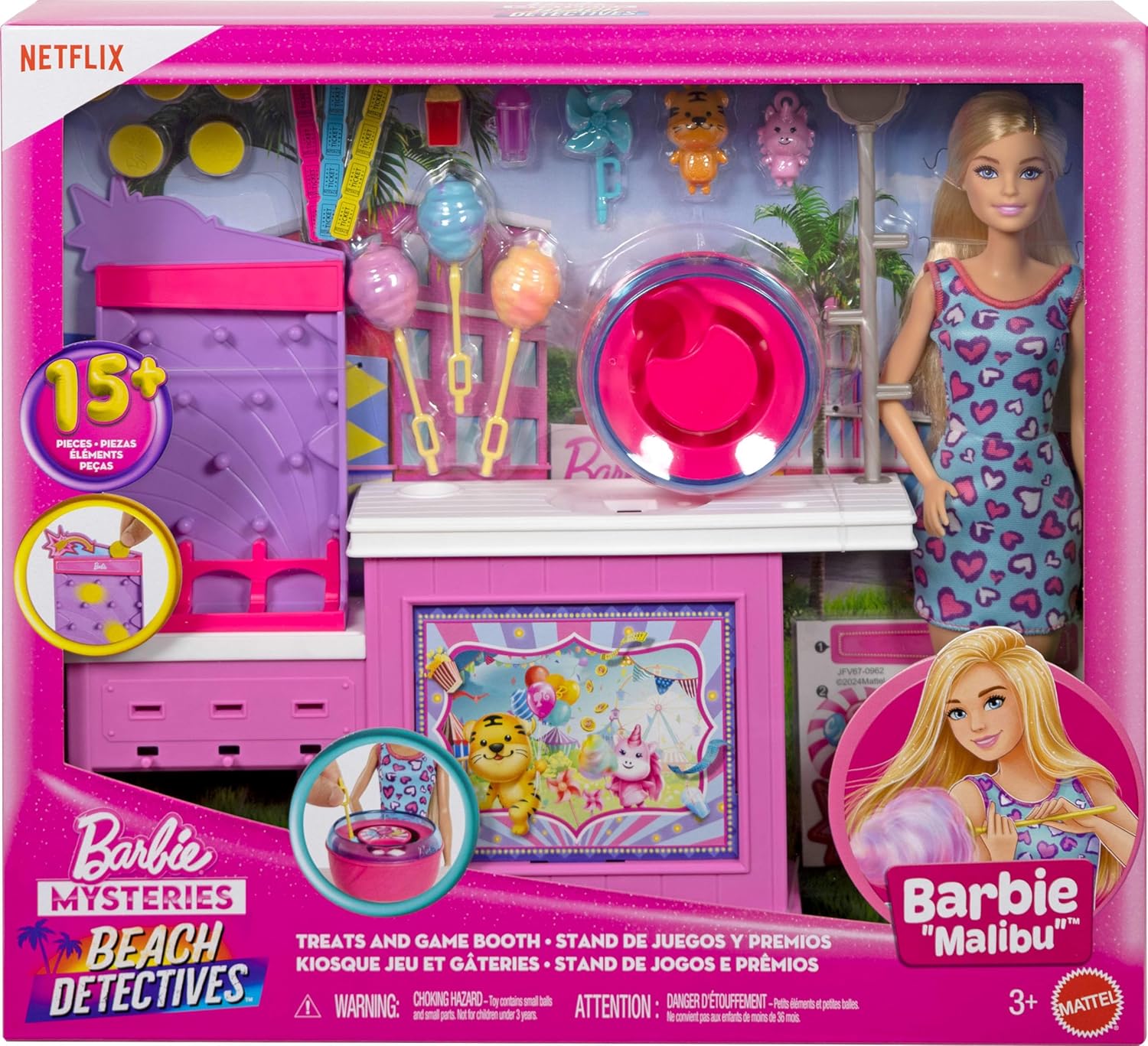 POUPÉE BARBIE MYSTÈRES - COFFRET KIOSQUE DE JEUX ET GÂTERIES (BEACH DETECTIVES)