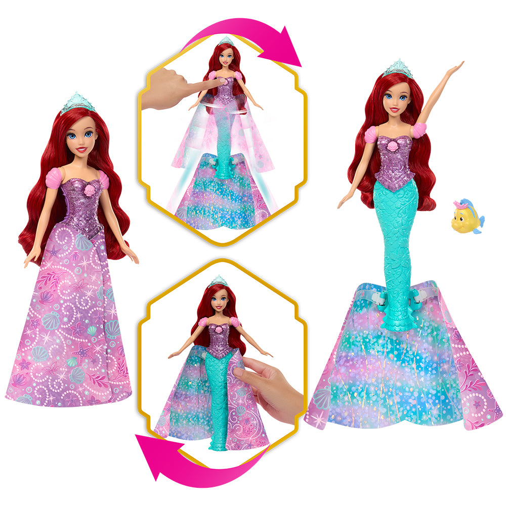 PRINCESSES DISNEY - POUPÉE ARIEL 2 EN 1 TRANSFORMABLE (BARBIE)