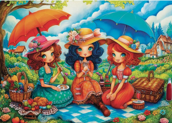 JACAROU PUZZLE 1000 PIECES - THREE PICNIC FRIENDS #JP-THRE1000