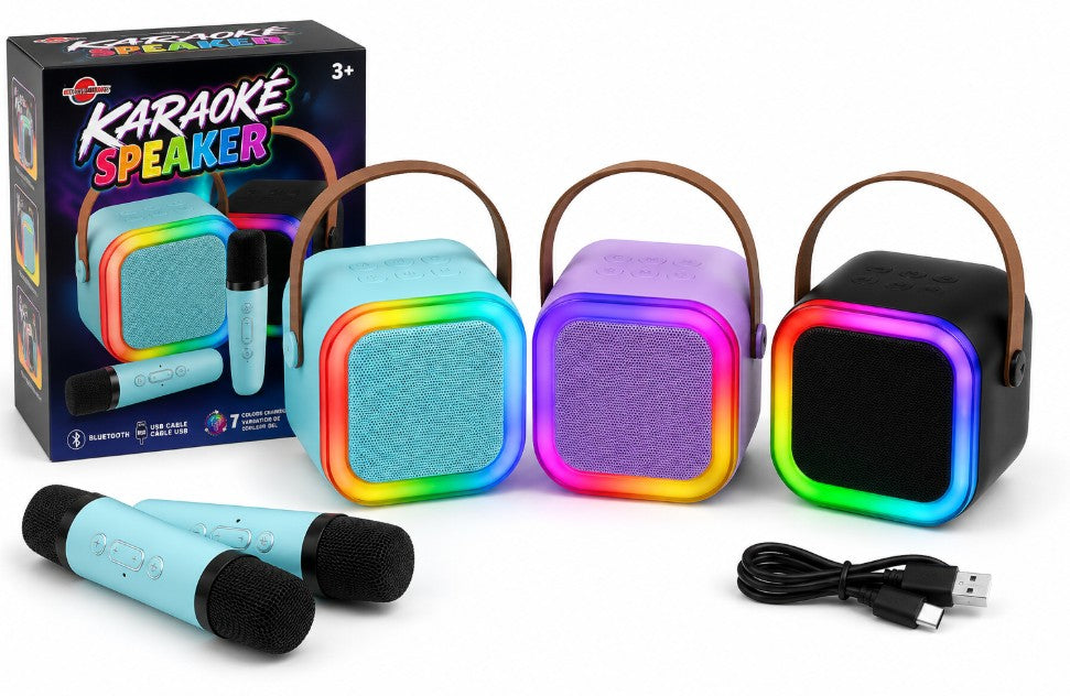 MINI HAUT-PARLEUR KARAOKÉ AVEC 2 MICROPHONES BLUETOOTH ASST