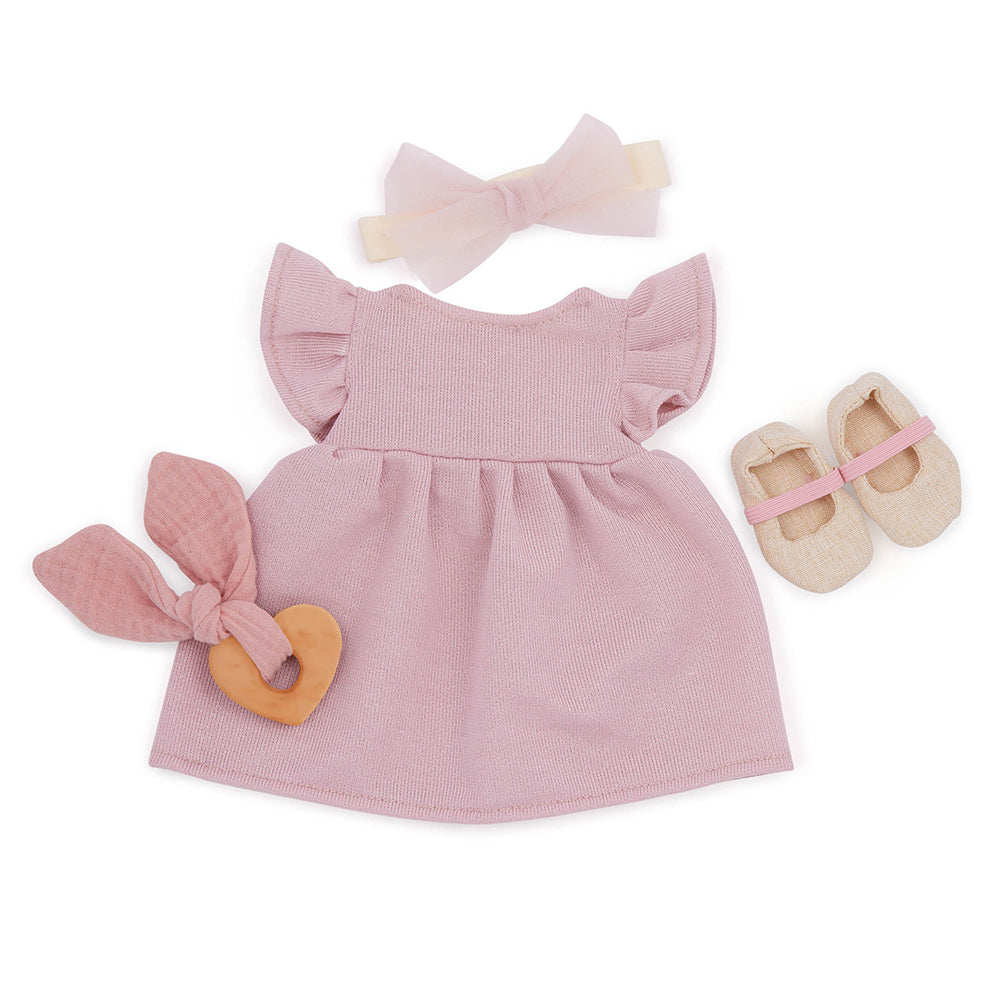 LULLABABY - ENSEMBLE ROBE ROSE AVEC SOULIERS POUR POUPÉE NOUVEAU-NÉE 35.5 CM
