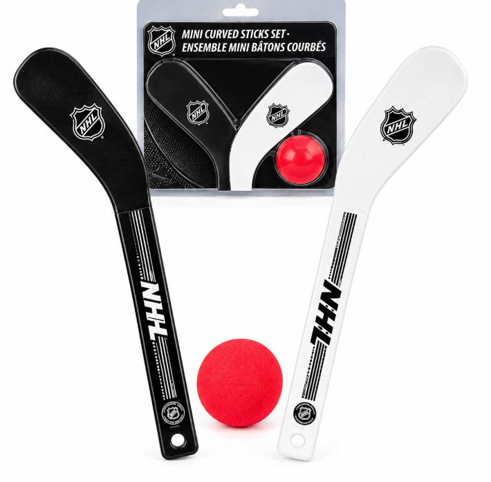 ENSEMBLE DE MINI BÂTONS DE HOCKEY COURBÉS NHL AVEC BALLE EN MOUSSE