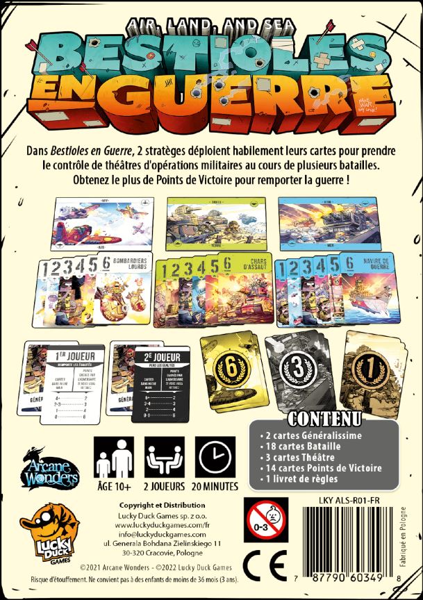 JEU BESTIOLES EN GUERRE - Version française