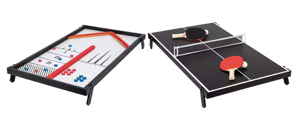 TENNIS DE TABLE ET JEU DE SHUFFLEBOARD 2 EN 1