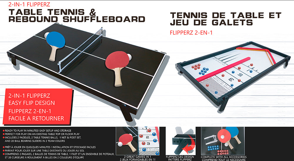 TENNIS DE TABLE ET JEU DE SHUFFLEBOARD 2 EN 1