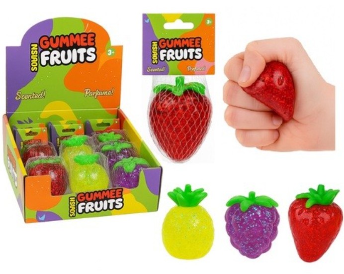JOUET SENSORIEL SQUISHY - GOMME À PAILLETTES SQUISH FRUIT ASST