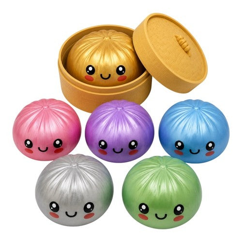 DUMPLING JUMBO SQUISHY MYSTÈRE COULEUR MÉTALLIQUE (BOÎTE SURPRISE) 6.5" - DORÉ RARE ASST