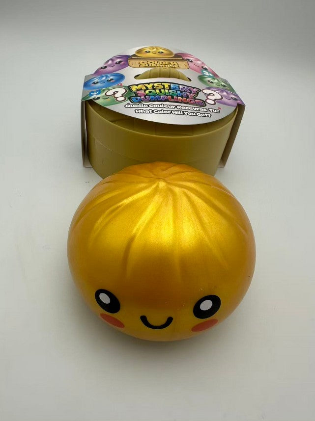 DUMPLING JUMBO SQUISHY MYSTÈRE COULEUR MÉTALLIQUE (BOÎTE SURPRISE) 6.5" - DORÉ RARE ASST