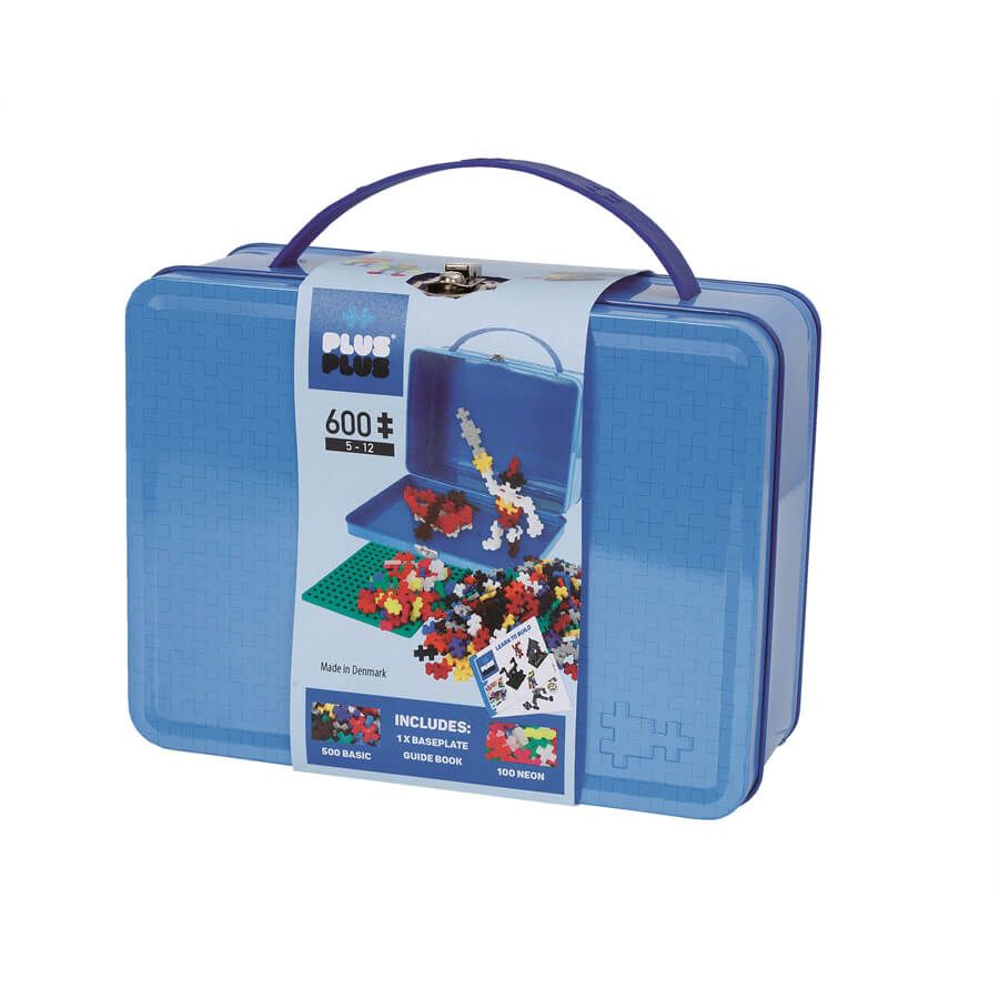 PLUS-PLUS BLOCKS - BLUE METAL CASE - 600 PIECE BASIC SET