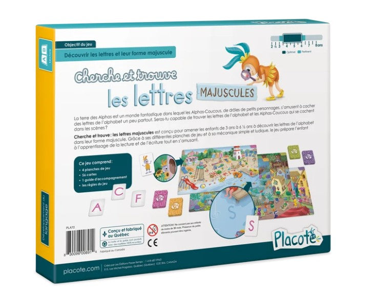 JEU PLACOTE - CHERCHE ET TROUVE - LES LETTRES MAJUSCULES - Version française