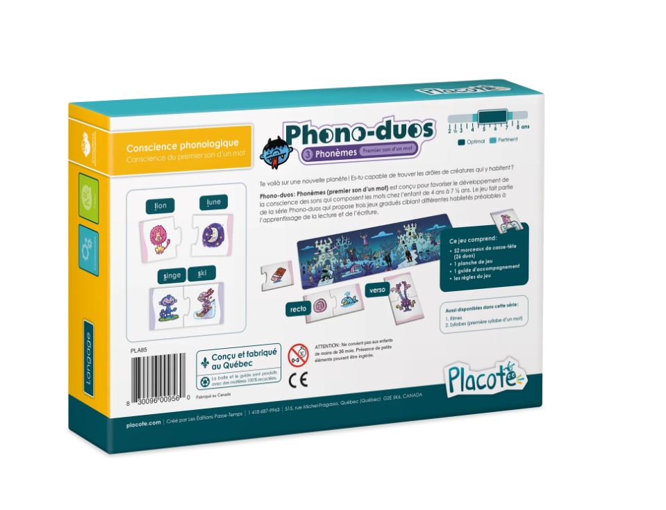 JEU PHONO-DUOS - PHONÈMES (PREMIER SON D'UN MOT)