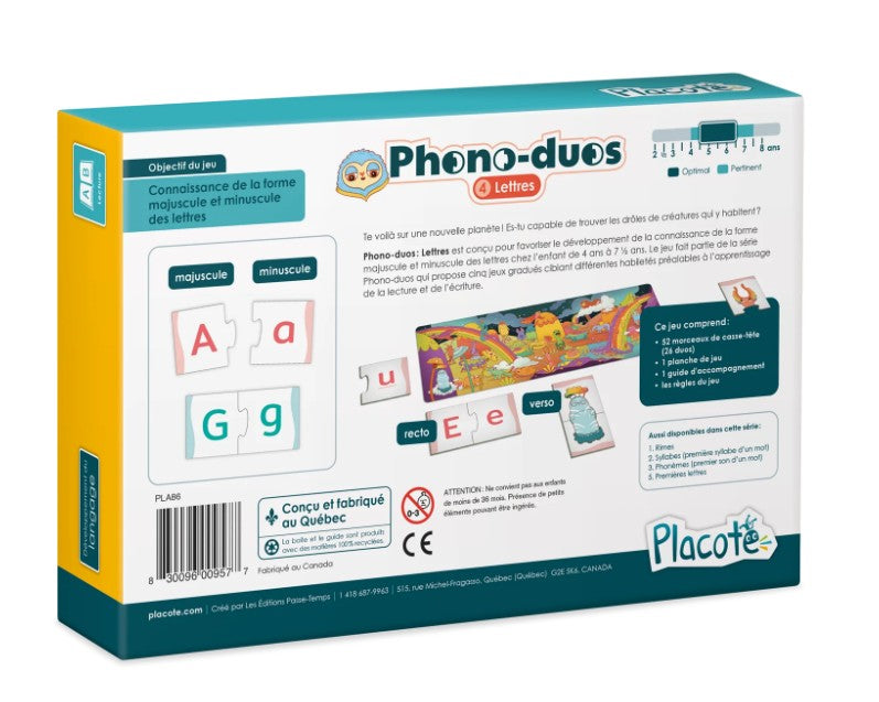JEU PLACOTE - PHONO-DUOS - LETTRES