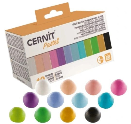 CERNIT - PÂTES POLYMÈRE ASSORTIMENTS DE 12 COULEURS PASTELS (12 MINIS PAINS DE 25G CHACUN)