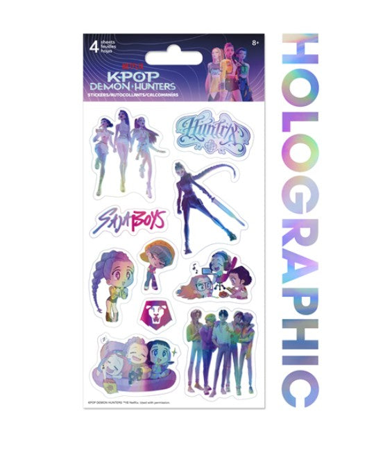 KPOP DEMON HUNTERS HOLOGRAPHIC STICKERS (K-POP WARRIORS) - 4 SHEETS