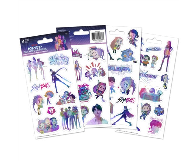 KPOP DEMON HUNTERS HOLOGRAPHIC STICKERS (K-POP WARRIORS) - 4 SHEETS