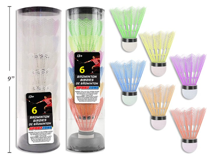 SET OF 6 ASSORTED BADMINTON SHUTTLECOCKS