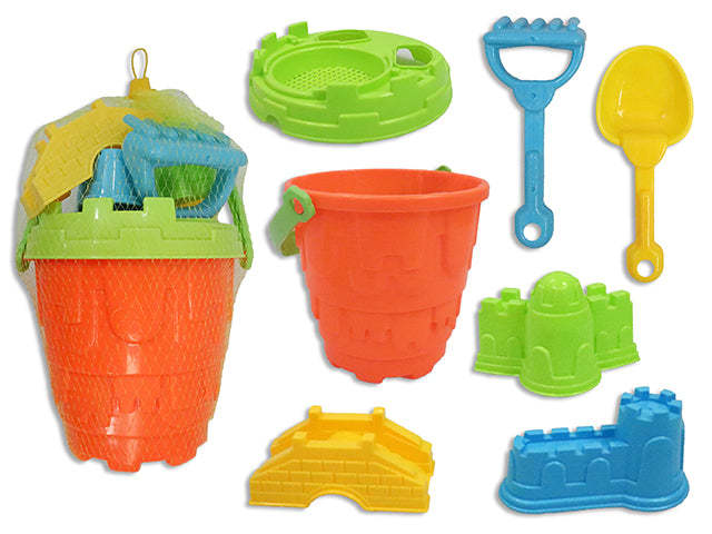 LARGE 7-PIECE BEACH SET WITH BUCKET AND ACCESSORIES