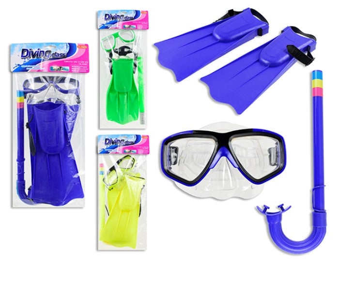 DIVING SET (MASK, SNORKEL AND FINS) AGES 4-8 ASST