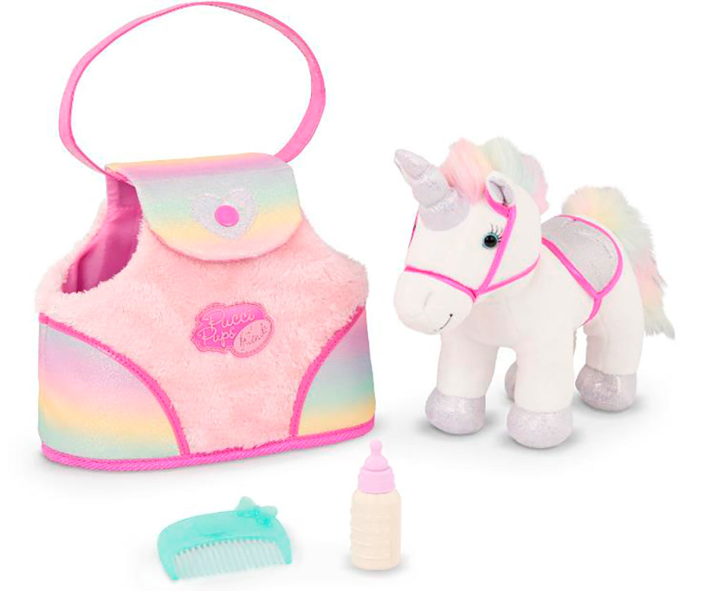 *26 BATTAT PUCCI - SAC ARC-EN-CIEL AVEC LICORNE ÉTINCELANTE 10"