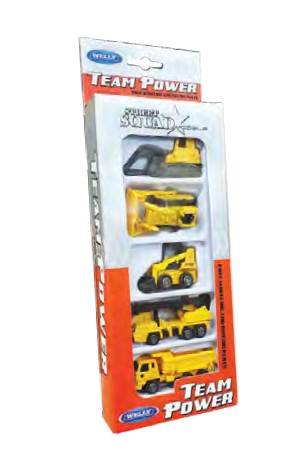 TEAM POWER - ENSEMBLE DE 5 VOITURES VÉHICULES DE CONSTRUCTION 7 CM (3")