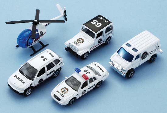 ENSEMBLE DE 5 VOITURES (VÉHICULES D'URGENCE, DE POLICE ET DE CONSTRUCTION ASST