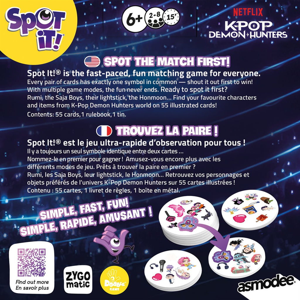 JEU SPOT IT! - LES GUERRIÈRES DE LA K-POP (KPOP DEMON HUNTERS) - Version multilingue