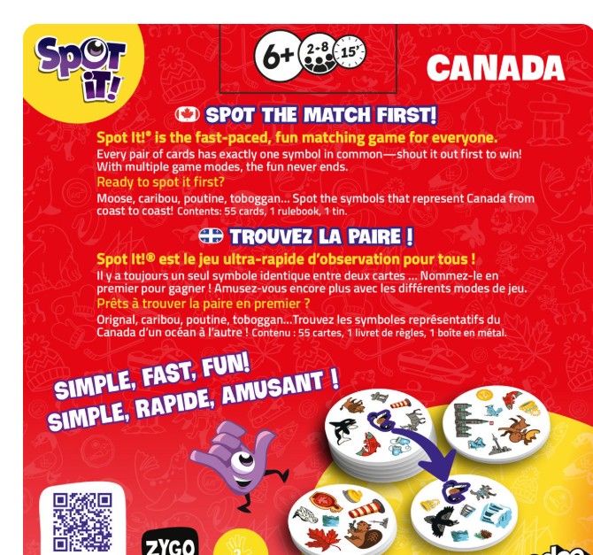 JEU SPOT IT! - CANADA - BOX ECO - Version multilingue