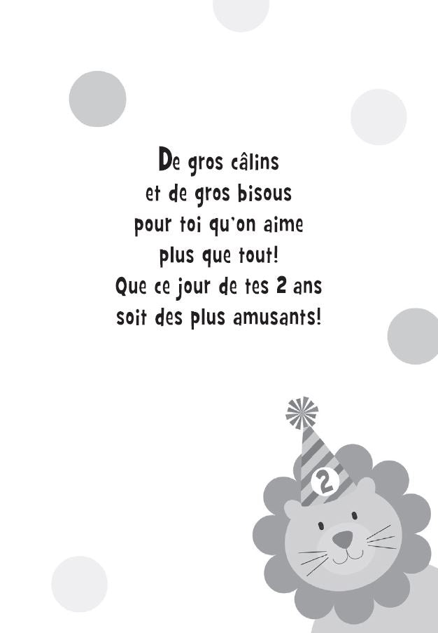 2 ANS - CARTE D'ANNIVERSAIRE - DE LION - DE MILLBROOK
