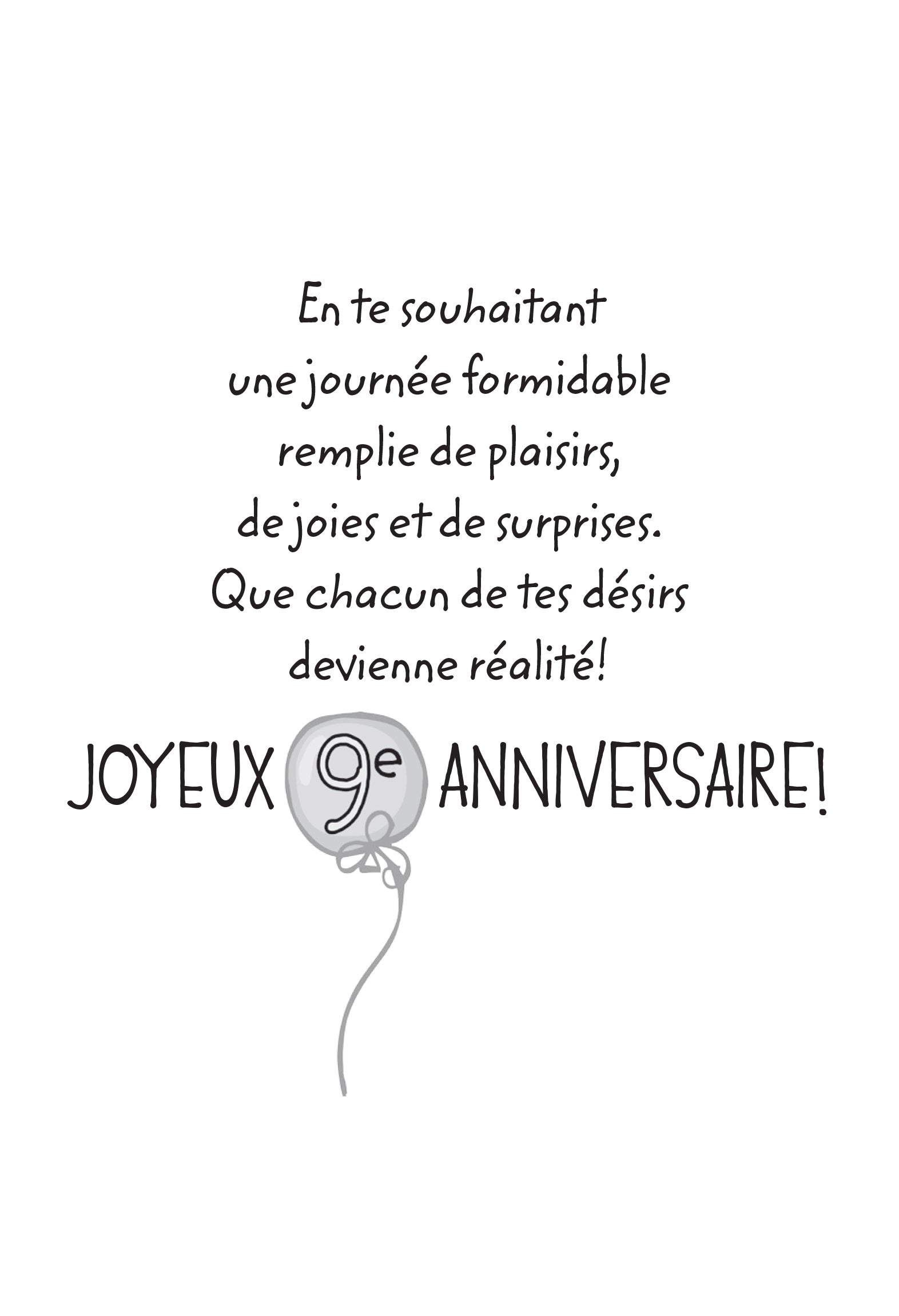9 ANS - CARTE D'ANNVIERSAIRE - DE MILLBROOK