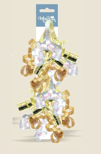 GOLD SWIRL GIFT WRAP BOWS PK 2