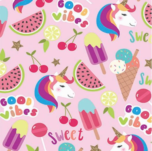PAPIER D'EMBALLAGE - LICORNE GOURMANDE BONNES VIBRATIONS
