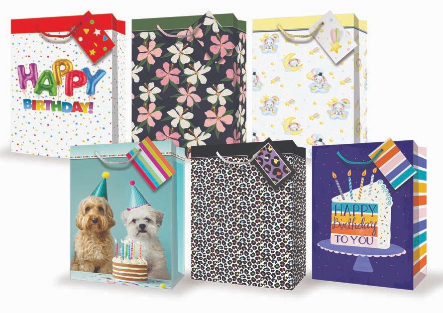 SAC CADEAU JUMBO - DIFFÉRENTS MODÈLES EN CARTON PLASTIFIÉ DE QUALITÉ ASST