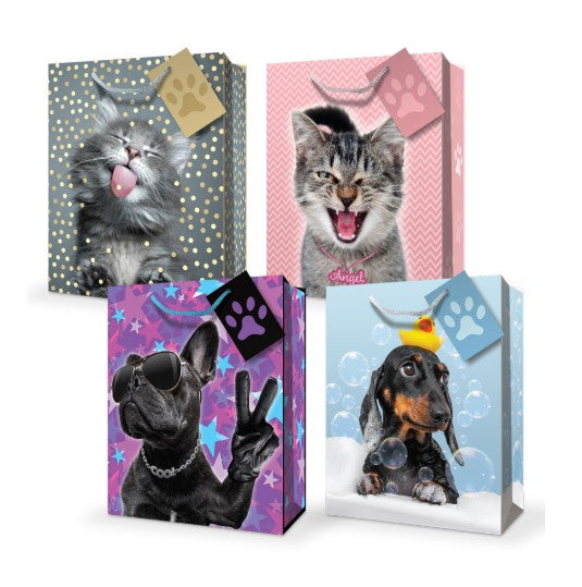 SAC CADEAU MOYEN - ADORABLES CANINS OU FÉLINS ASST