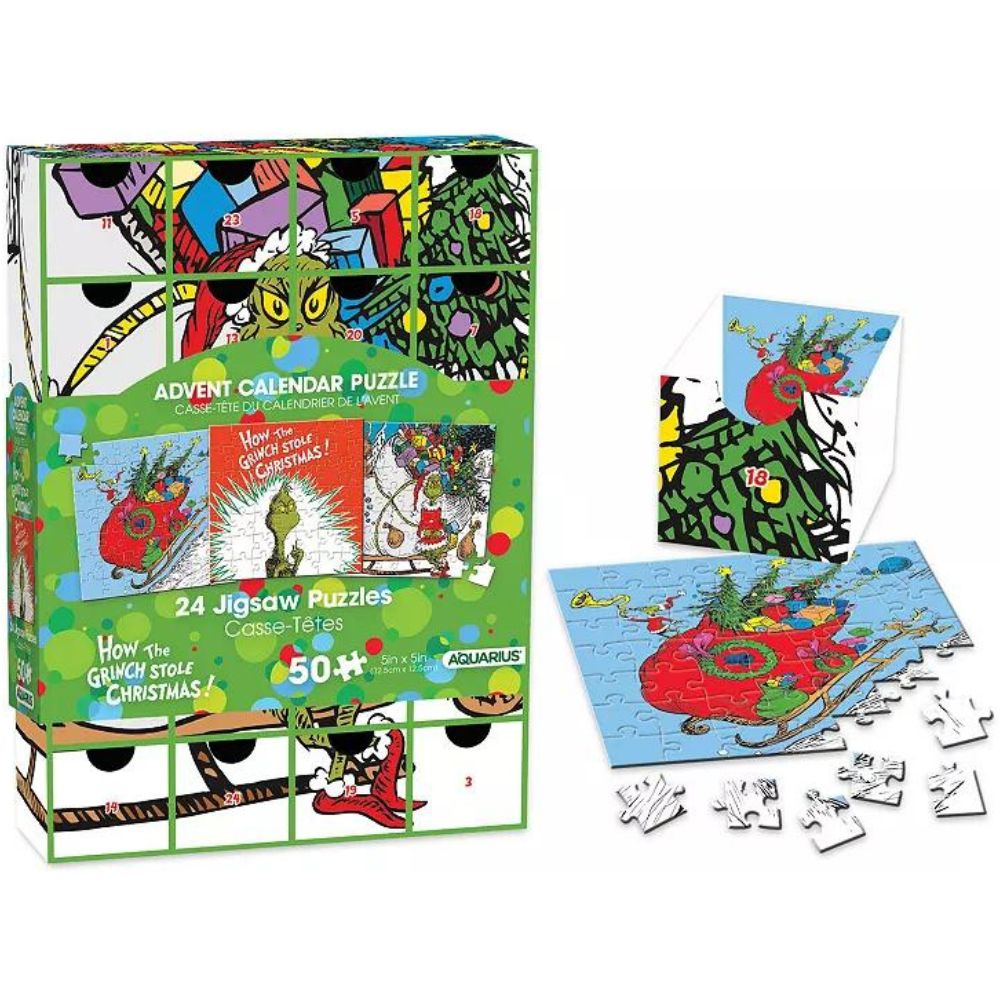 AQUARIUS CALENDRIER DE L'AVENT CASSE-TÊTE 24 X 50 PIÈCES - LE GRINCH #ADV004