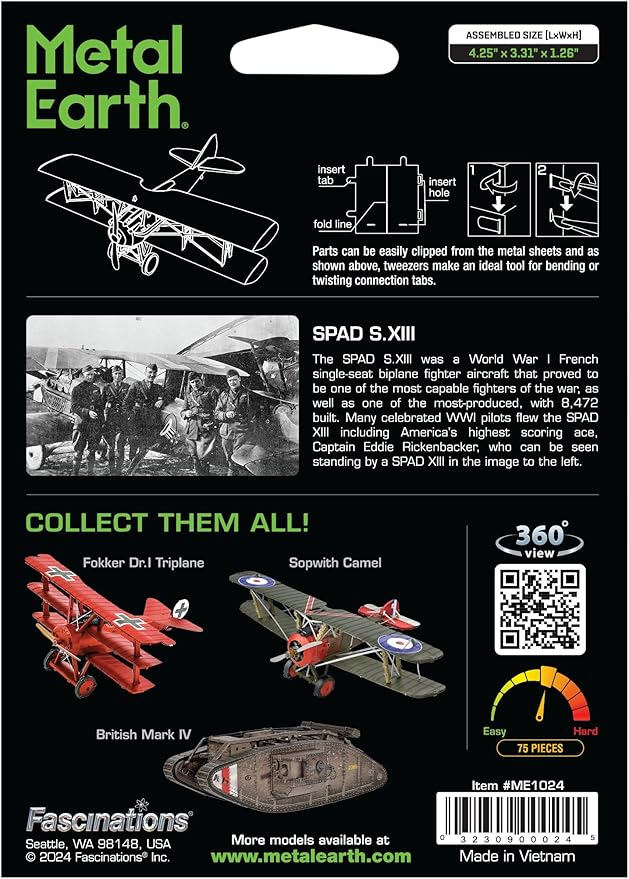 METAL EARTH - AVION CHASSEUR SPAD S.XIII 2 FEUILLES