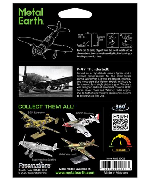 METAL EARTH - P-47 THUNDERBOLT PLANE 2 SHEETS
