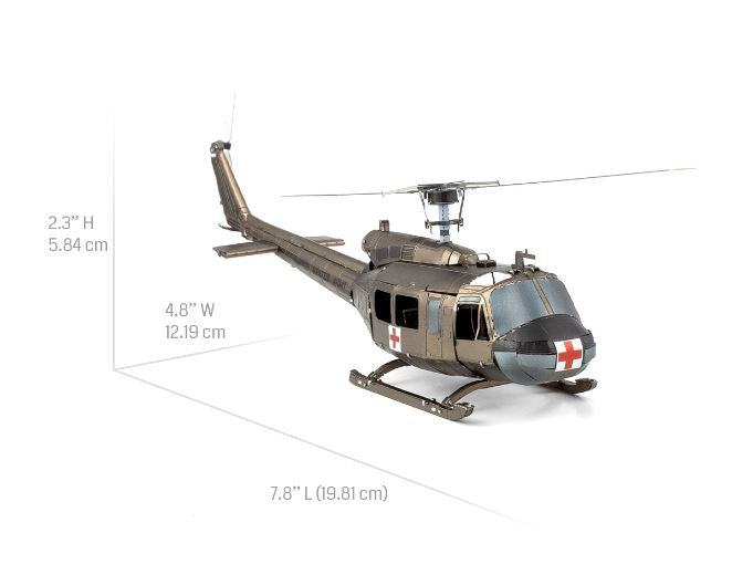METAL EARTH - HÉLICOPTÈRE UH-1 HUEY 2 FEUILLES 2,25 FEUILLES