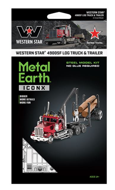 METAL EARTH ICONX - WESTERN STAR 4900SF CAMION GRUMIER ET REMORQUE 3 FEUILLES