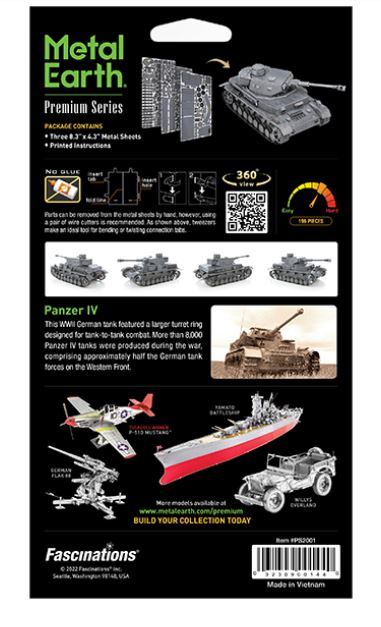METAL EARTH PREMIUM SERIES - CHAR D'ASSAUT PANZER IV ALLEMAND 3 FEUILLES