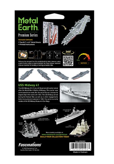 METAL EARTH PREMIUM SERIES - USS MIDWAY AIRCRAFT CARRIER 2 SHEETS